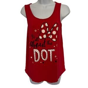 Disney Parks Minnie Mouse Womens Tank Top Sz S Polka Dots Bow Vacation Graphic